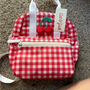 Cat & Jack Red Gingham Backpack with Cherry Patch